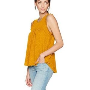 Lucky Brand Sleeveless Mustard Hi Lo Top Small NWT